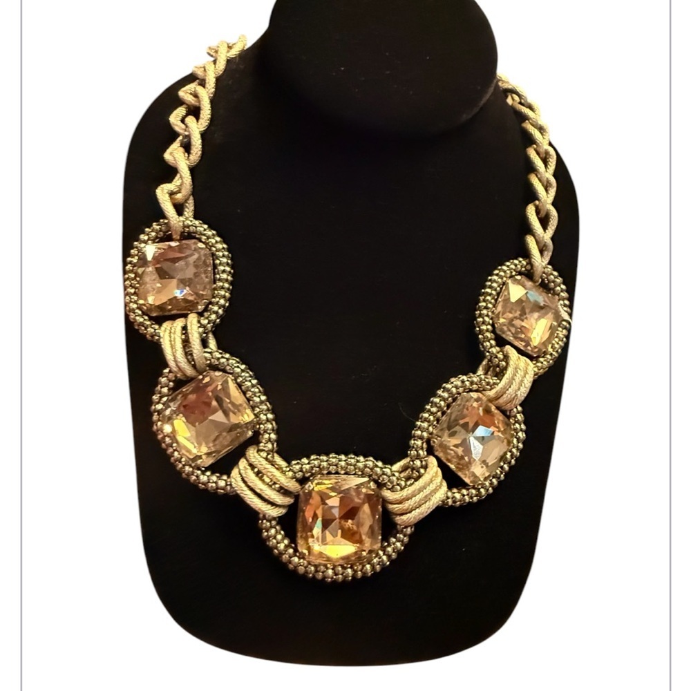 Cara Couture Gold and Tan Statement Necklace with Medallions